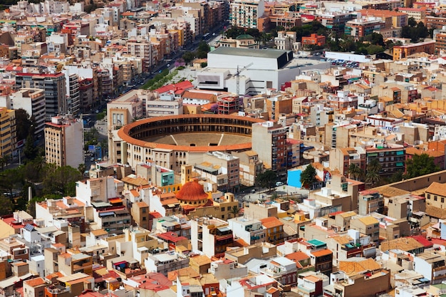 Kostenloses Foto draufsicht von alicante mit arena