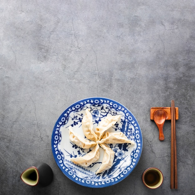 Draufsicht von Chinesen gedämpften Brötchen