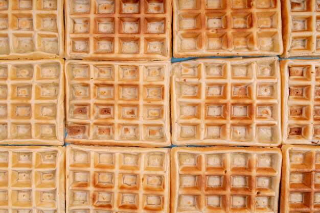 Draufsicht von vereinbarten Waffeln