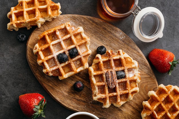 Draufsicht Zusammensetzung der leckeren Waffeln