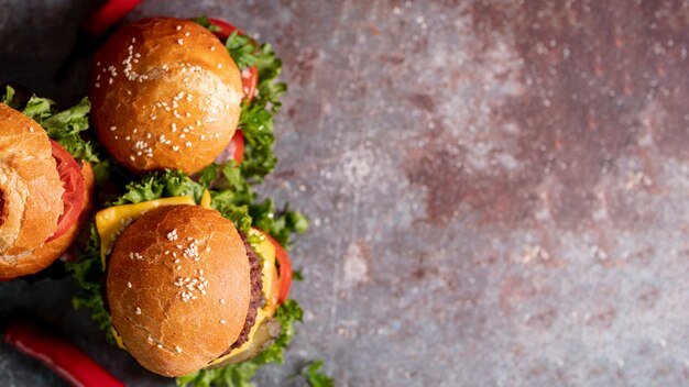 Draufsichthamburger mit Kopienraum