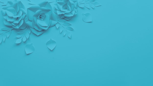 Draufsichtrahmen mit blauen Blumen und Hintergrund