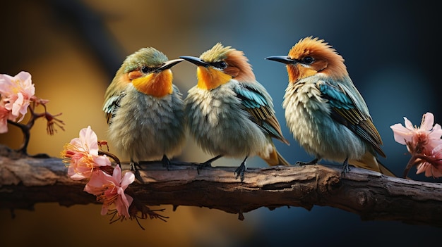 Drei BeeEater-Vögel Merops Apiaster