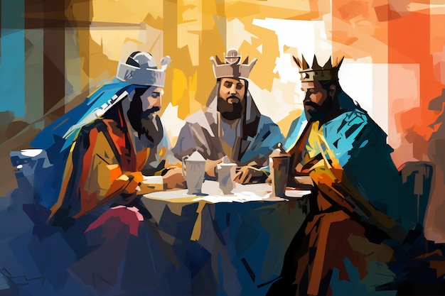 Kostenloses Foto drei könige mit kronen