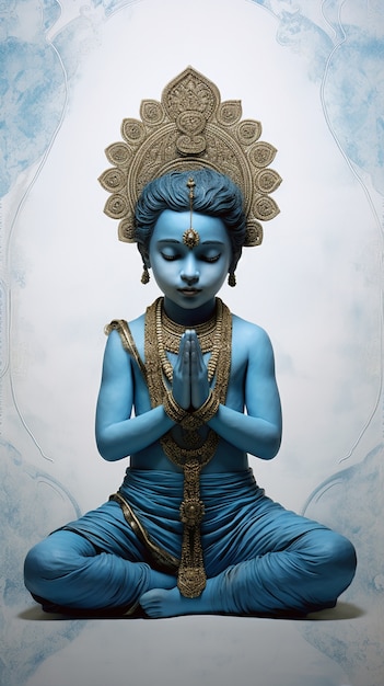 Kostenloses Foto dreidimensionale darstellung von krishna, der hinduistischen gottheit und avatar