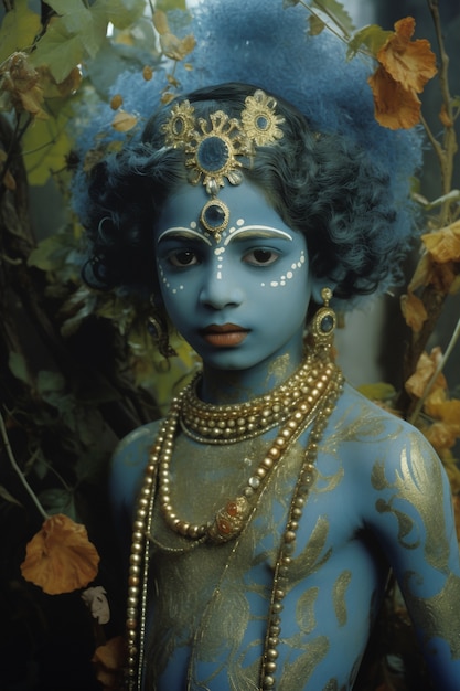 Kostenloses Foto dreidimensionale darstellung von krishna, der hinduistischen gottheit und avatar