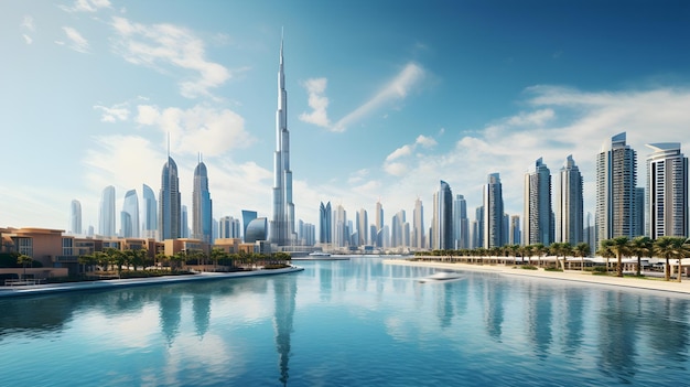 Kostenloses Foto dubai's atemberaubende skyline tapete