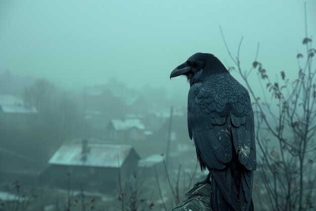 Kostenloses Foto dunkle szene von krähen im freien