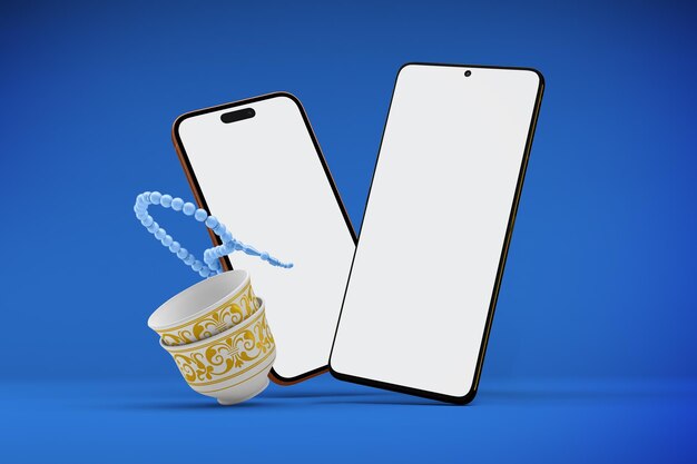 Eid Mobiles mit Kaffeetassen-Perspektivseite