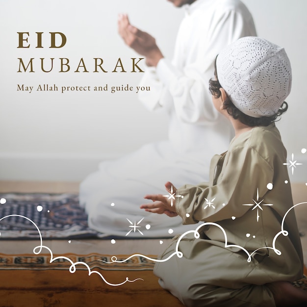 Eid Mubarak Social-Media-Post mit Gruß