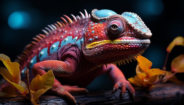 Eidechse mit Drache und Gecko-Leguan, lebendige Farben, tropischer Regenwald, Tierskala, erzeugt durch künstliche Intelligenz