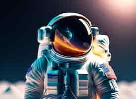 Kostenloses Foto ein astronaut mit einem planeten und einem sonnenuntergang im hintergrund