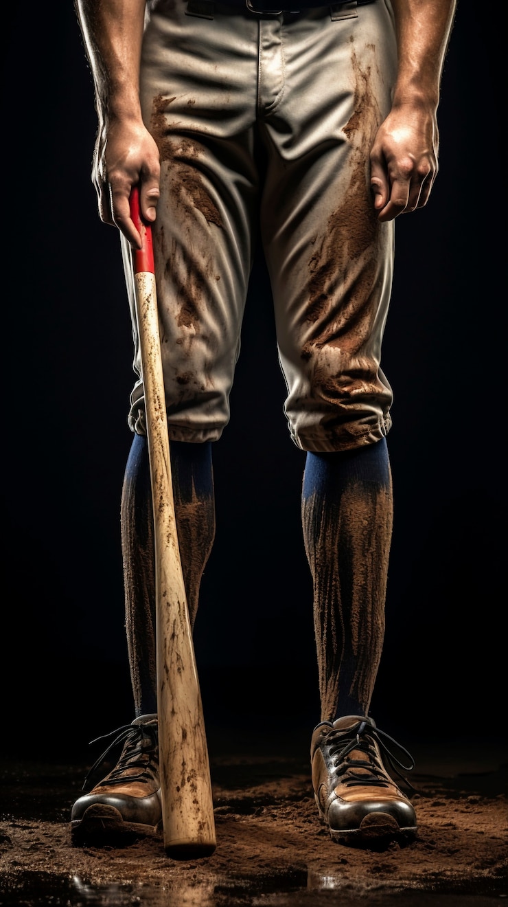 Kostenlose Foto ein baseballspieler in frontansicht posiert