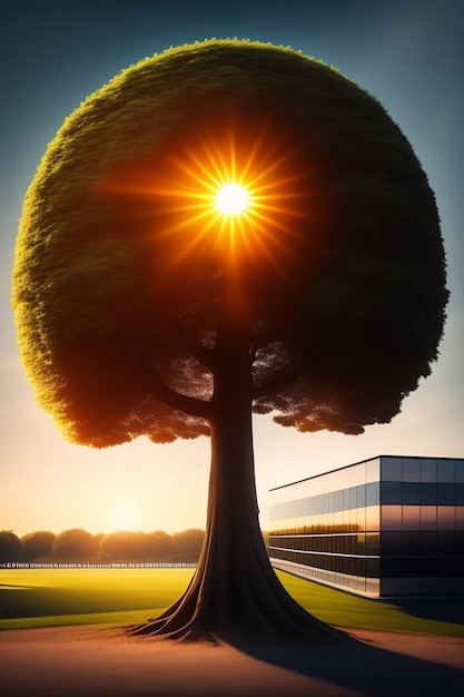 Kostenloses Foto ein baum, auf den die sonne scheint