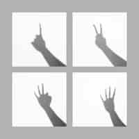 Kostenloses Foto ein bis vier finger zählen den zeichenrahmenschatten, der über weißem hintergrund lokalisiert wird