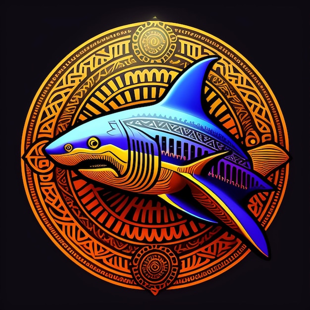 Ein Blauhai mit einem Muster in der Mitte