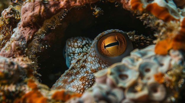 Kostenloses Foto ein blick auf den oktopus in seinem natürlichen unterwasserlebensraum