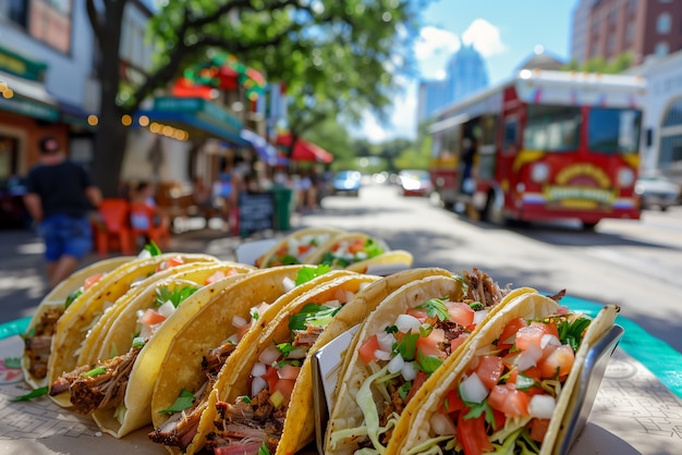 Kostenloses Foto ein blick auf leckeres und appetitvolles straßenessen