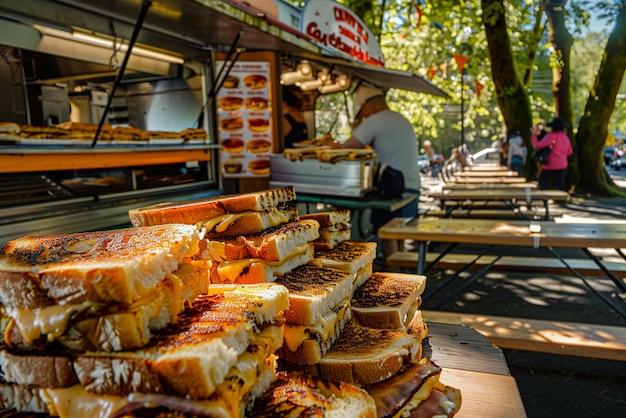 Kostenloses Foto ein blick auf leckeres und appetitvolles straßenessen