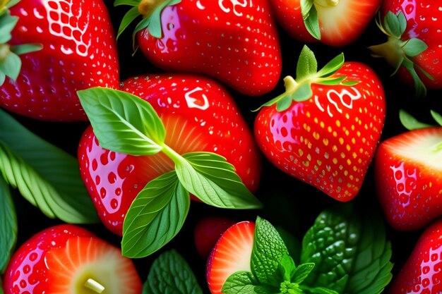 Ein Bündel Erdbeeren mit dem Wort Erdbeere darauf
