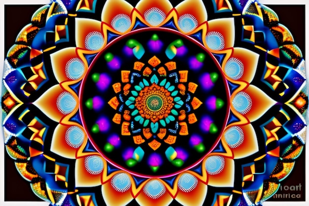 Kostenloses Foto ein buntes kaleidoskop einer von mir gemachten blume.