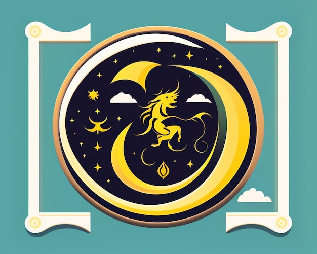 Kostenloses Foto ein drachen- und mondlogo mit einem mond und wolken.