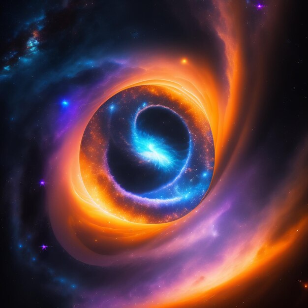 Ein farbenfrohes Bild einer Spiralgalaxie mit dem Wort Galaxie auf der Unterseite.