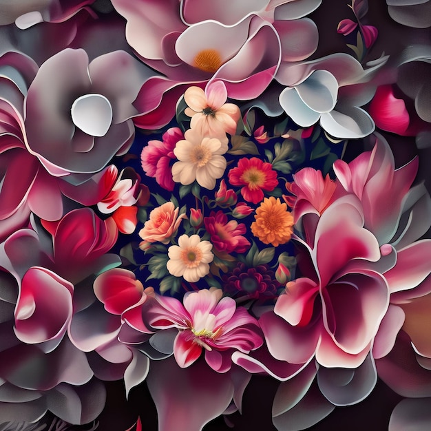 Kostenloses Foto ein farbenfrohes blumengemälde mit dem wort lilien darauf
