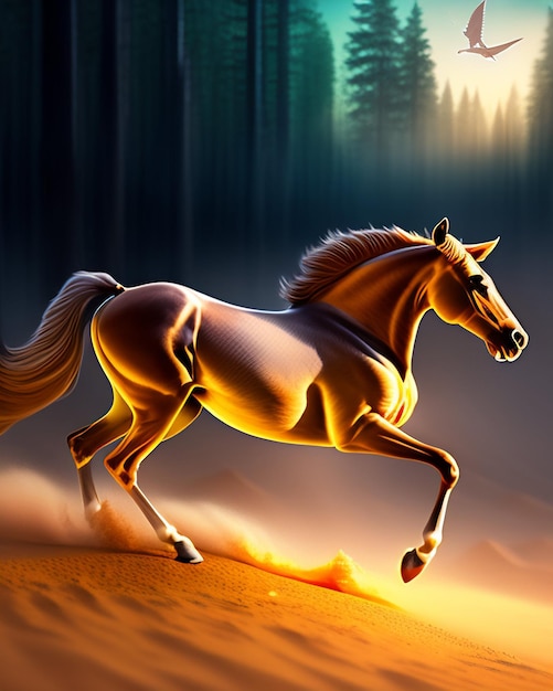 Kostenloses Foto ein gemälde eines pferdes, das auf einem bildschirm zu sehen ist