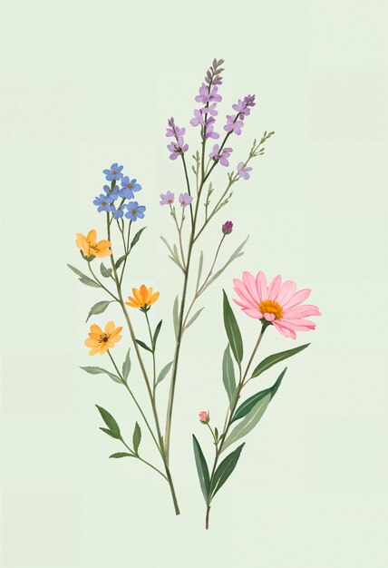 Ein Gemälde von Blumen mit einem Schmetterling oben.