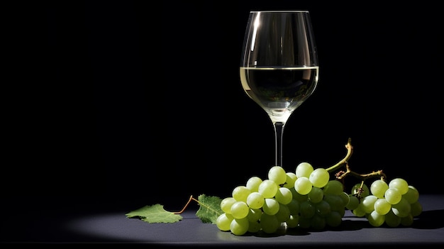 Ein Glas Wein mit weißen Trauben