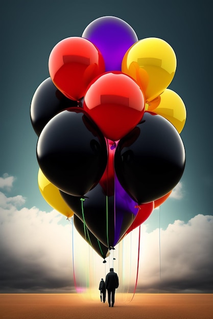 Kostenloses Foto ein haufen luftballons mit dem wort ballon auf der unterseite