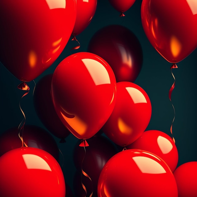 Kostenloses Foto ein haufen roter luftballons mit dem wort liebe darauf