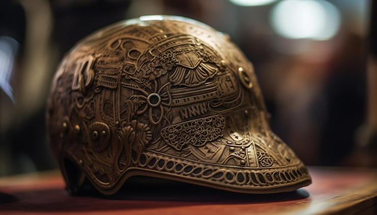 Kostenlose Foto ein helm mit dem wort nin darauf