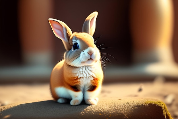 Kostenloses Foto ein kaninchen, das in orange und weiß gemalt ist