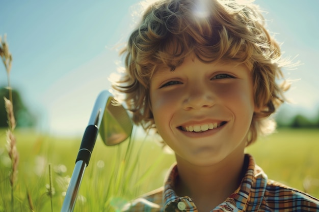 Kostenloses Foto ein kind spielt golf in einer fotorealistischen umgebung