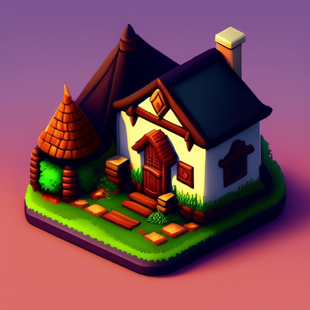 Ein kleines Haus mit einem kleinen Haus in der Mitte