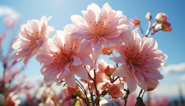 Kostenloses Foto ein lebendiger strauß rosa und lila blumen in voller blüte, erzeugt durch künstliche intelligenz