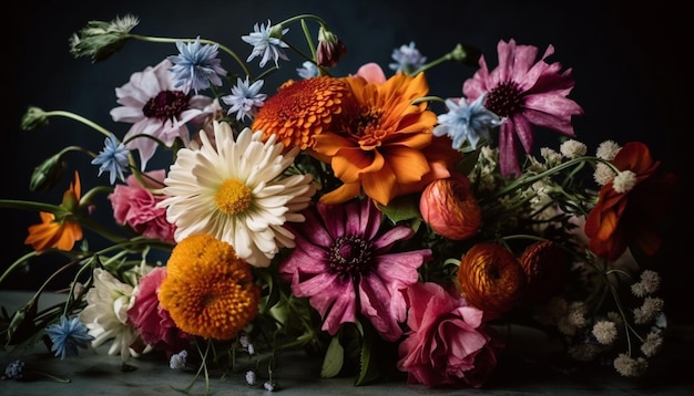 Ein lebendiges Bouquet fängt die Schönheit der Naturjahreszeiten ein, die von KI generiert werden