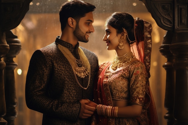 Kostenloses Foto ein liebevolles indisches paar feiert zusammen den vorschlagstag