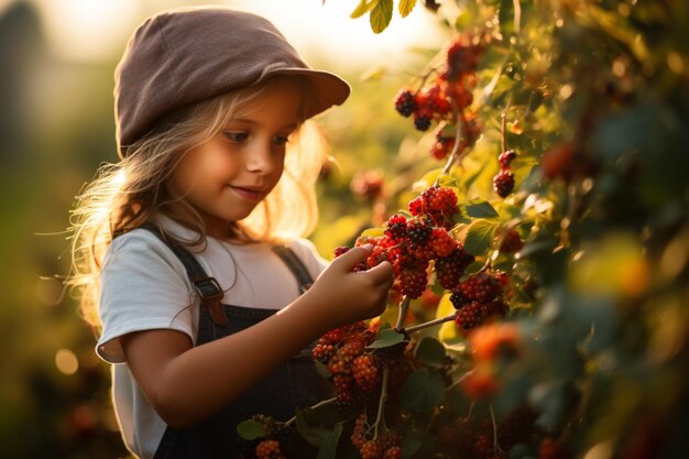 Ein Mädchen sammelt Äpfel in einem Korb. Die schönen Erntezeiten fallen