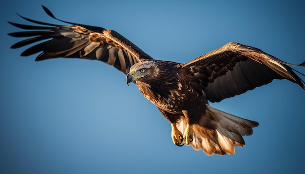 Kostenloses Foto ein majestätischer greifvogel mit ausgebreiteten flügeln bewegt sich in der luft, erzeugt durch ki