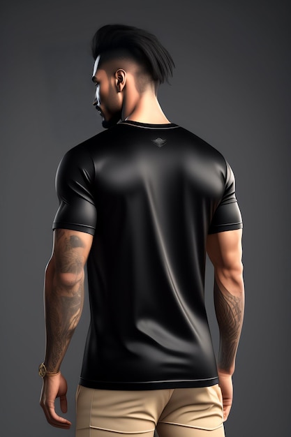 Kostenloses Foto ein mann in einem schwarzen hemd mit dem wort adidas auf dem rücken