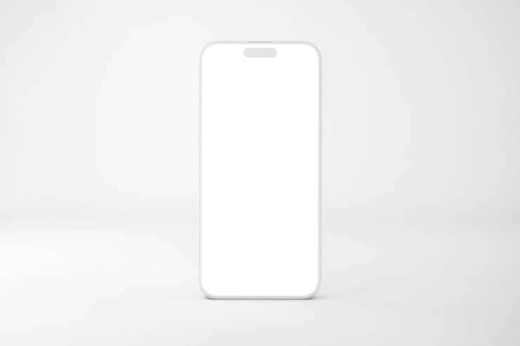 Kostenlose Foto ein minimalistisches weißes smartphone, isoliert auf weißem hintergrund