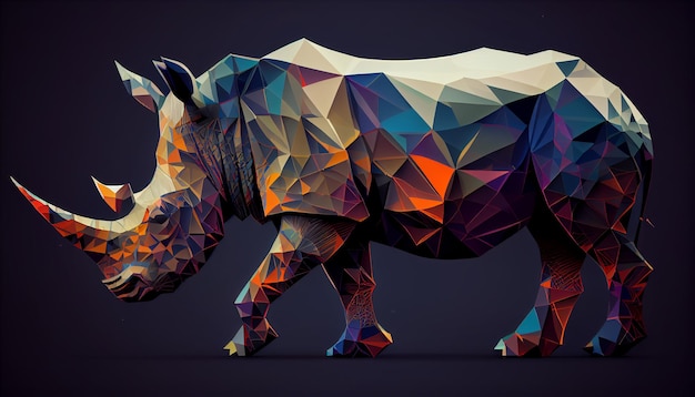 Ein Nashorn ist im Low-Poly-Stil dargestellt.