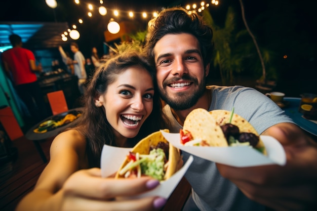 Kostenloses Foto ein paar mit köstlichen tacos