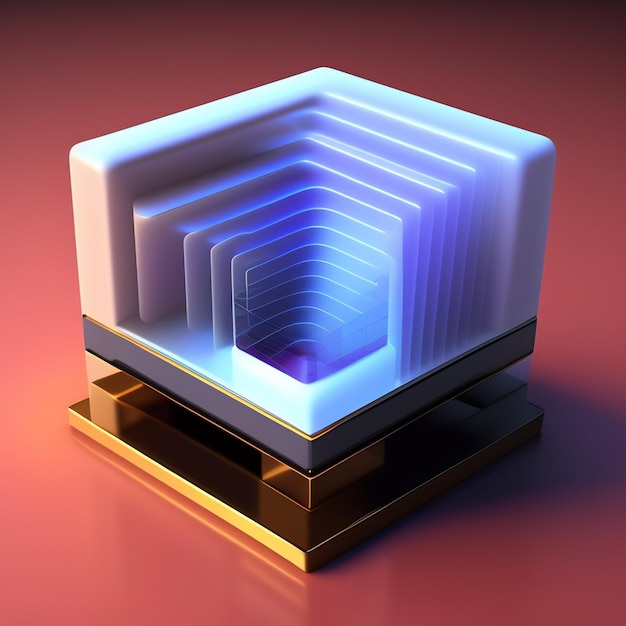Kostenloses Foto ein quadratisches kästchen mit einem blauen licht darauf