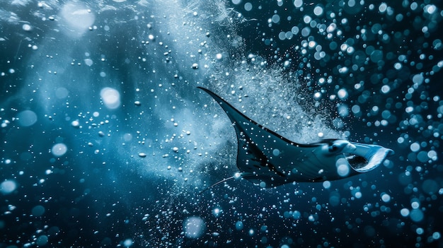 Kostenloses Foto ein realistischer manta-rai im meerwasser