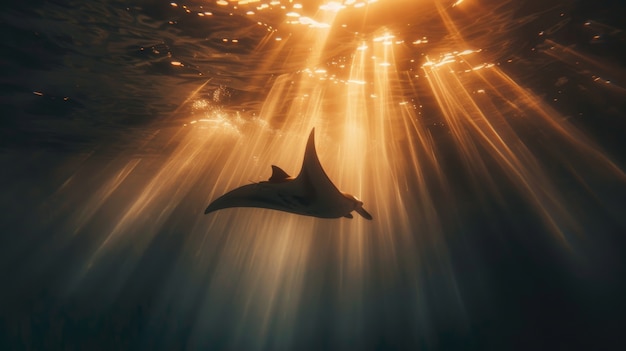 Kostenloses Foto ein realistischer manta-rai im meerwasser