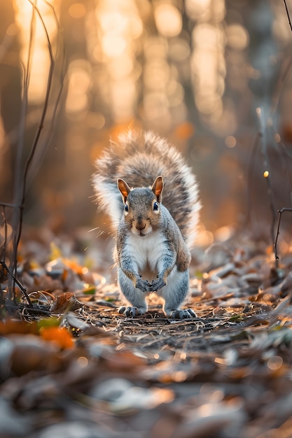 Kostenloses Foto ein realistisches eichhörnchen im natürlichen lebensraum